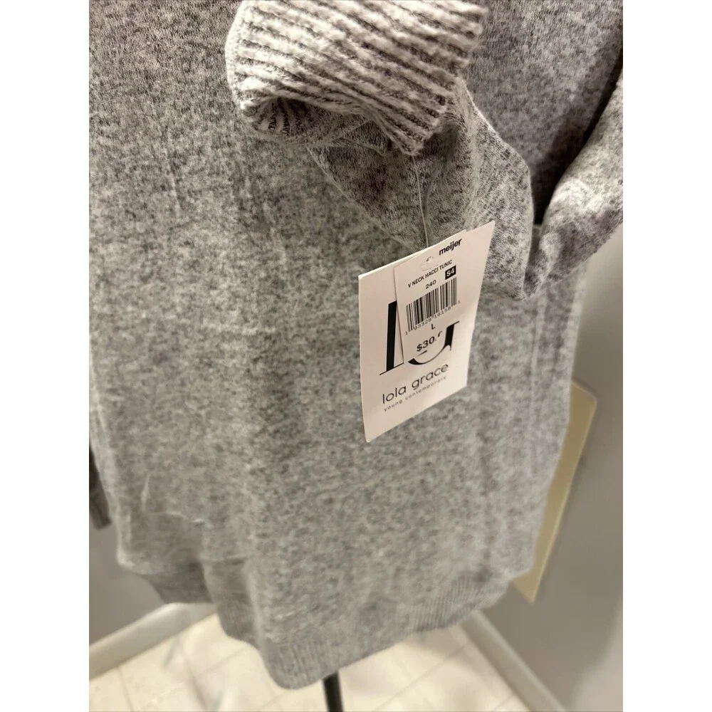 Lola and grace Women's Gray Pullover Sweater L Oversized